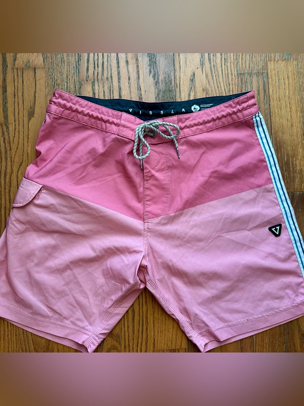 VISSLA Two-Tone Pink Hybrid Board Shorts